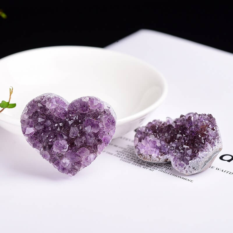 Amethyst Cluster Raw Heart Crystals
