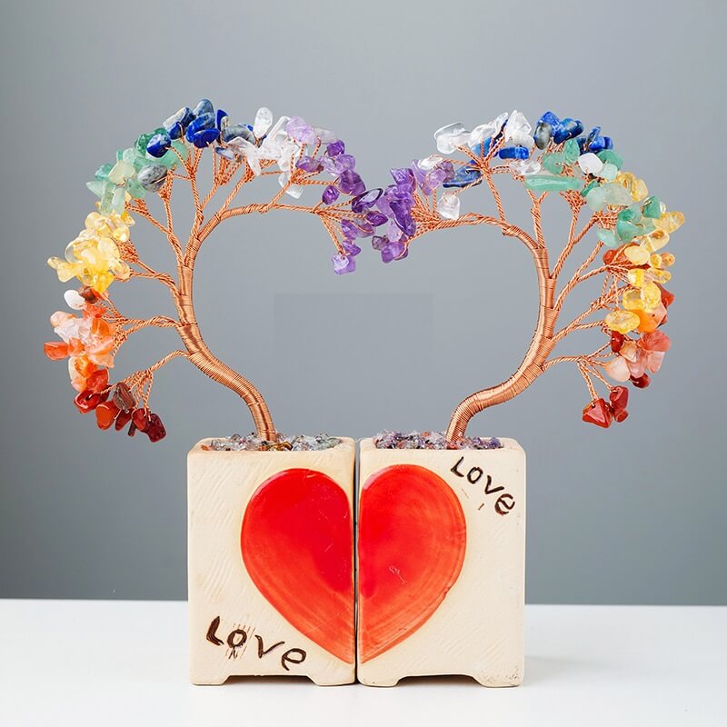 Wholesale Heart Colorful Quartz Crystal Tree
