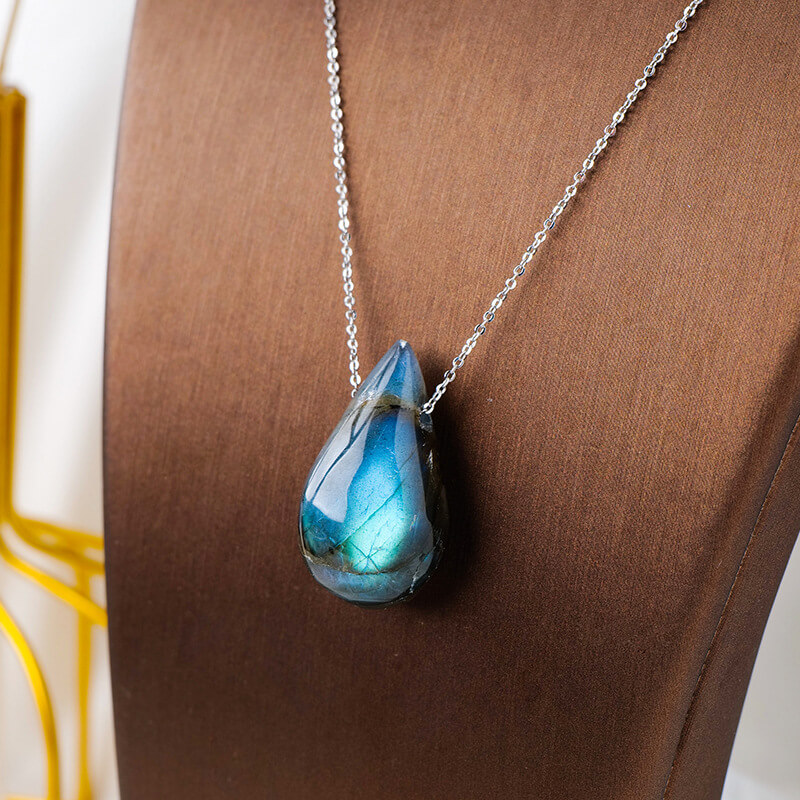 Labradorite Necklace Teardrop Moonstone - Image 5