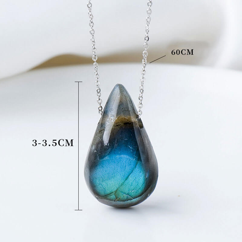 Labradorite Necklace Teardrop Moonstone - Image 4