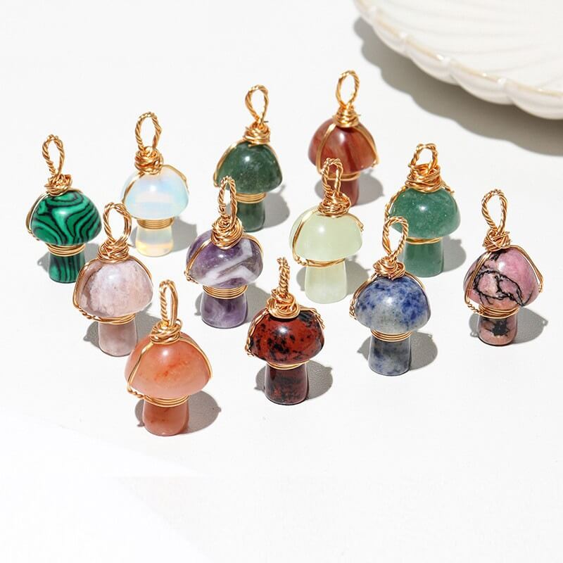 Mini Mushroom Necklace Crystal Bulk