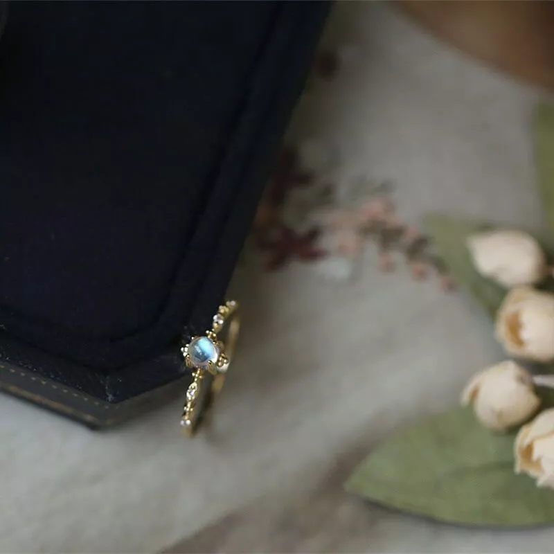 Moonstone Ring Gold Plated Silver Ring