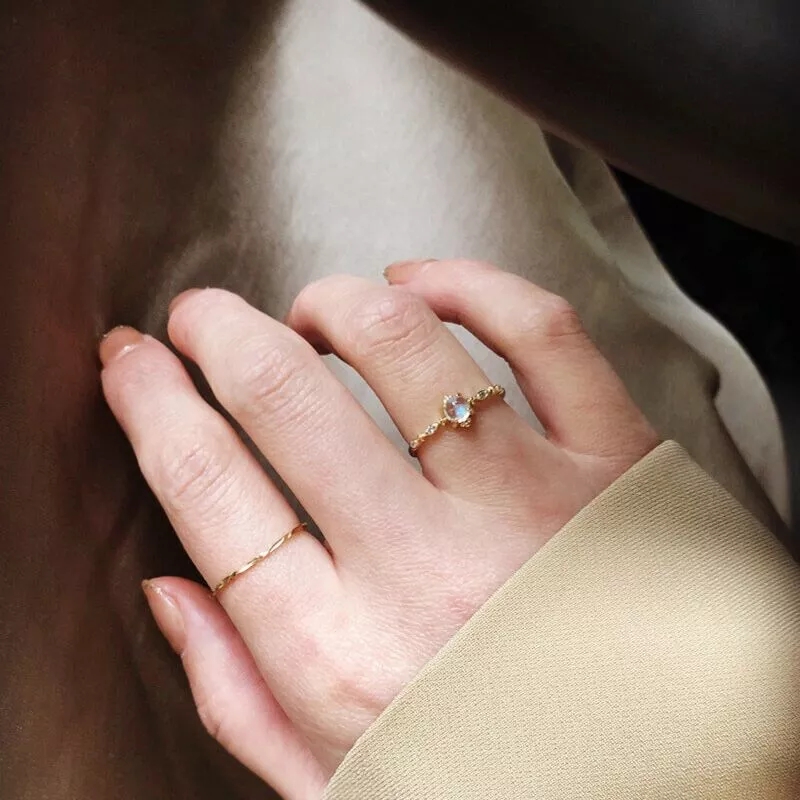 Moonstone Ring Wholesale Gold Plated Silver Ring - Image 6