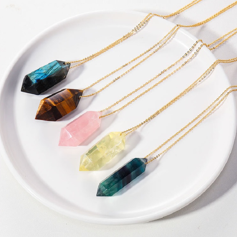 Wholesale Crystal Pointed Tower Necklace With Chain
