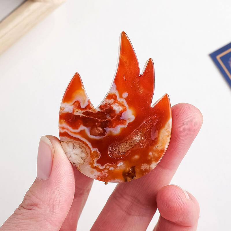 Alternative view of Red Sakura Flower Bulk Agate Flame Carving