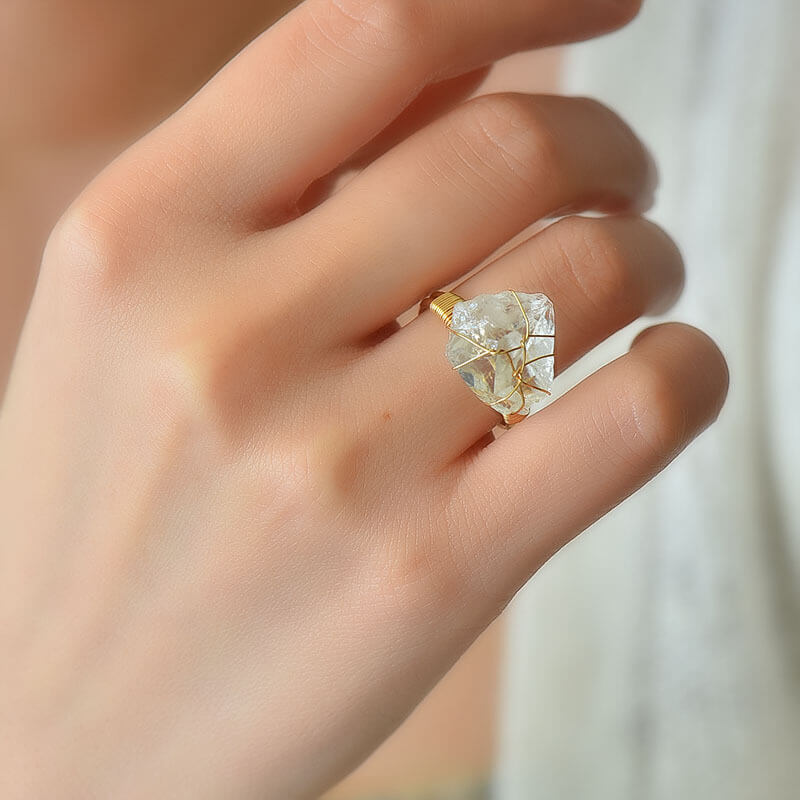 Wire Wrapped Wholesale Raw Crystal Rings - Image 4