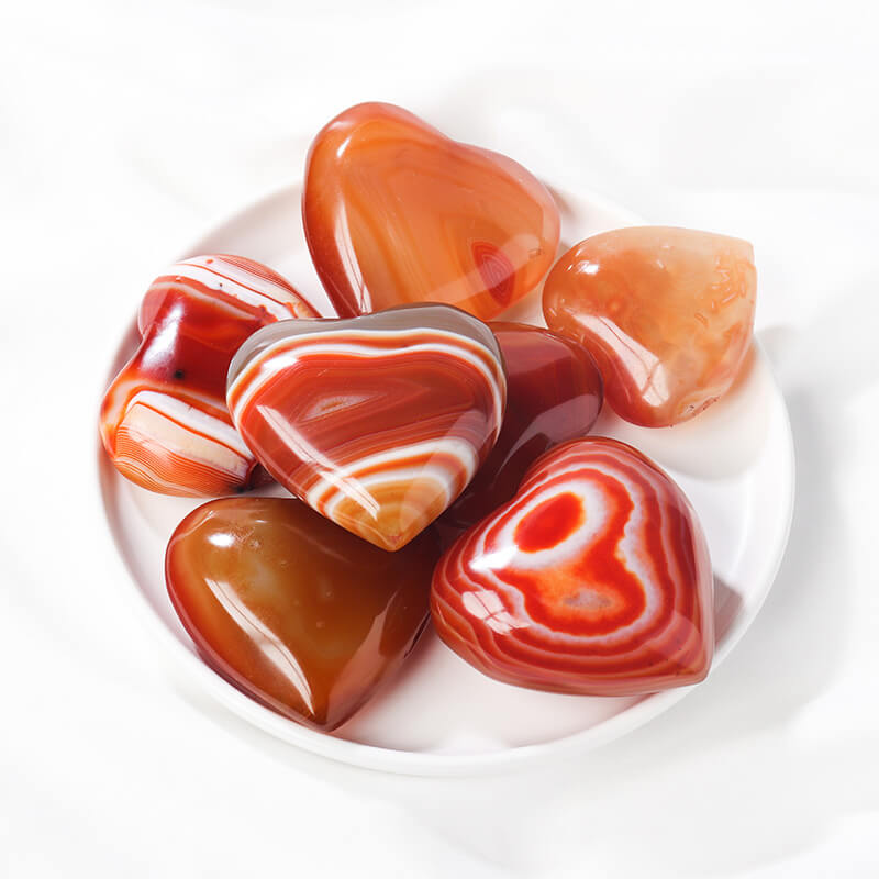 Red Agate Heart Crystal Stones Bulk