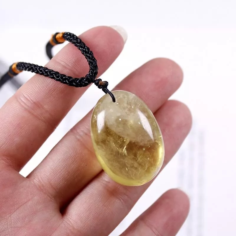 Alternative view of Citrine Necklace Tumbled Crystal Pendant