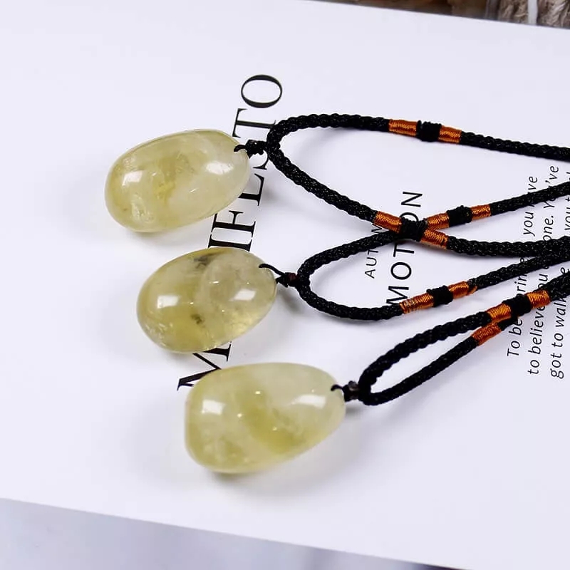Citrine Necklace Tumbled Crystal Pendant
