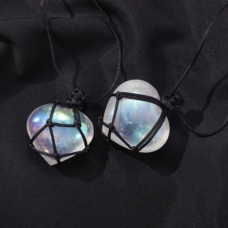 Aura Clear Quartz Necklace Heart Stone