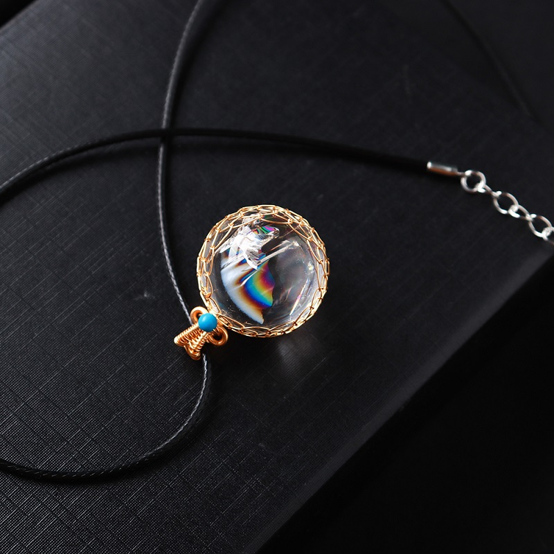 Rainbow Clear Quartz Necklace Crystal Ball - Image 4