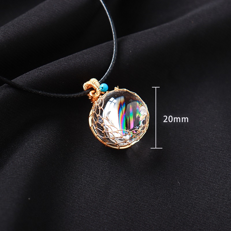 Rainbow Clear Quartz Necklace Crystal Ball - Image 5