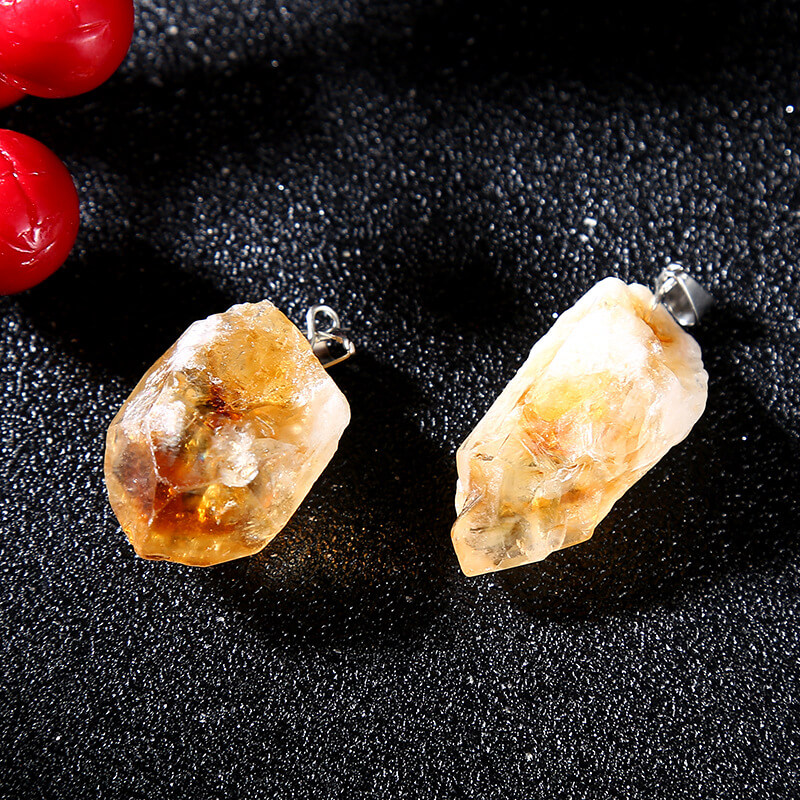 Raw Citrine Necklace Irregular Stone