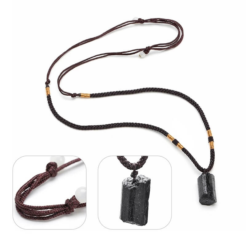 Black Tourmaline Necklace Raw Stones - Image 5