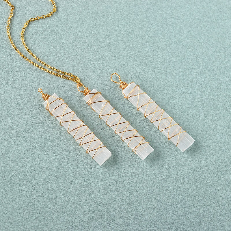 Alternative view of Selenite Necklace With Gold Chain