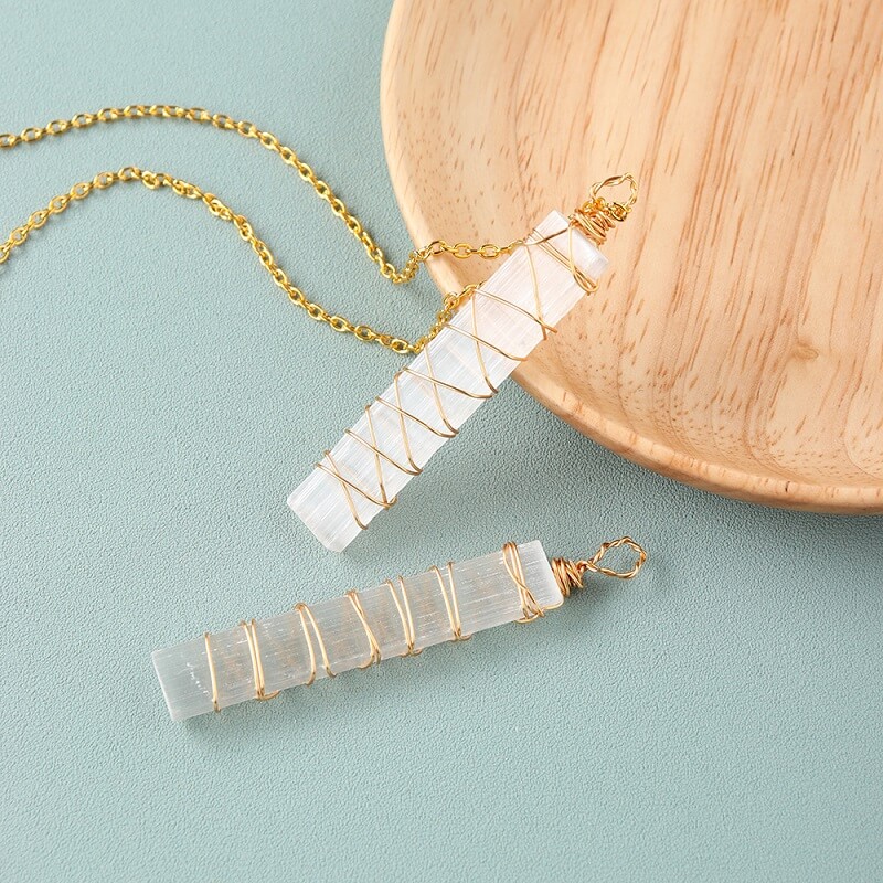 Selenite Necklalce With Gold Chain