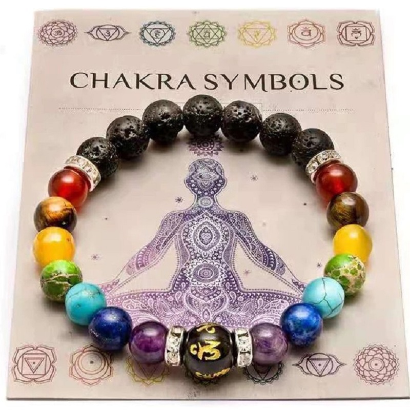 Alternative view of 7 Chakra Volcanic Bracelet Colourful Crystal Jewelry Wholesale