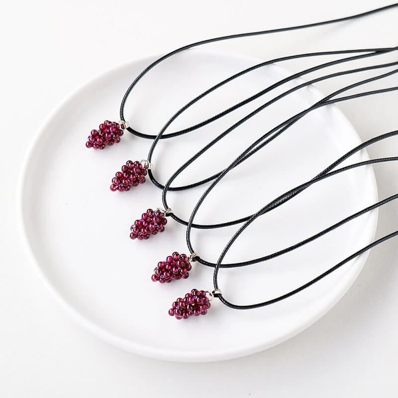 Alternative view of Garnet Necklace Crystal Grape Pendant