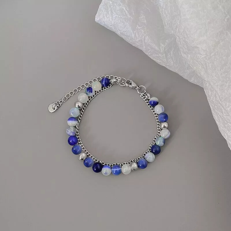 Alternative view of Blue Agate Bracelet Wholesale Beads With Chains