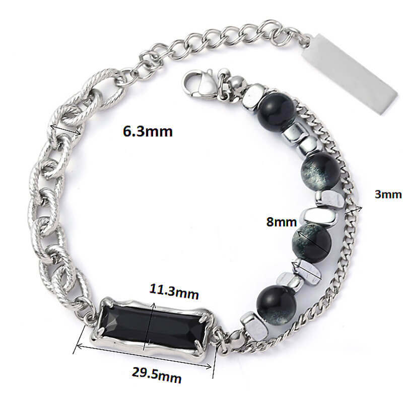Black Obsidian Hematite Bracelet Chain For Men - Image 4