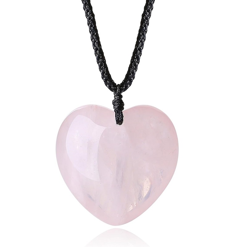 Rose Quartz Necklace Heart Shap Pendant Wholesale