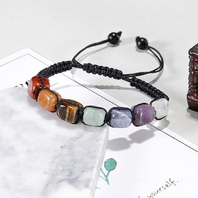 7 Chakra Braided Bracelets Reiki Stones