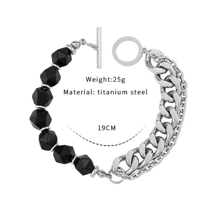 Black Obsidian Bracelet Sliver Chain Wholesale - Image 4