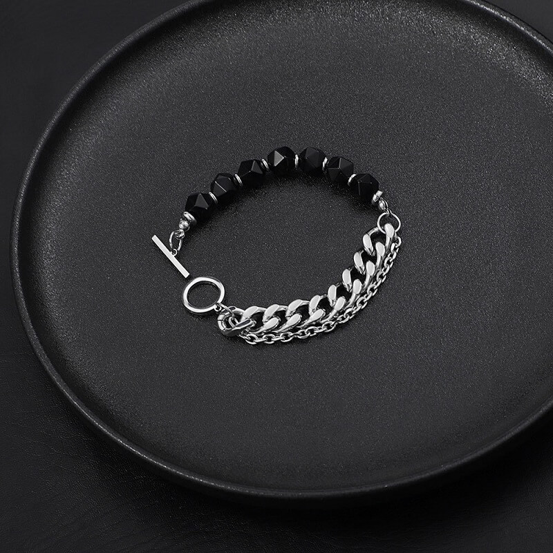 Black Obsidian Bracelet Sliver Chain Wholesale