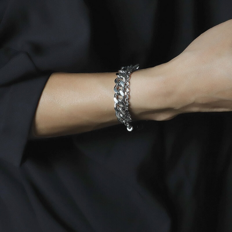 Black Obsidian Bracelet Sliver Chain Wholesale - Image 5