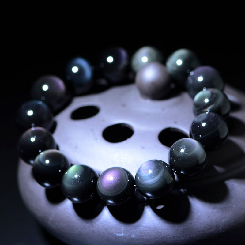 Alternative view of Black Rainbow Obsidian Bracelet Wholesale