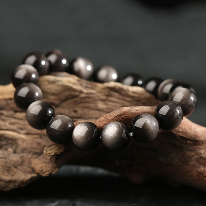 Alternative view of Black Silver Obsidian Bracelet Wholesale Jewelry