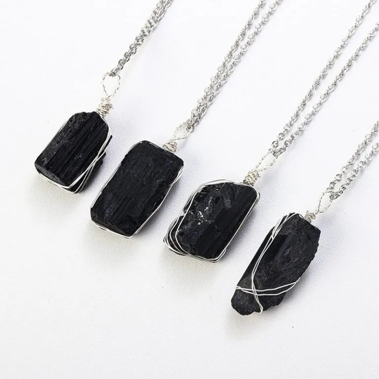 Black Tourmaline Necklace Silver Chain