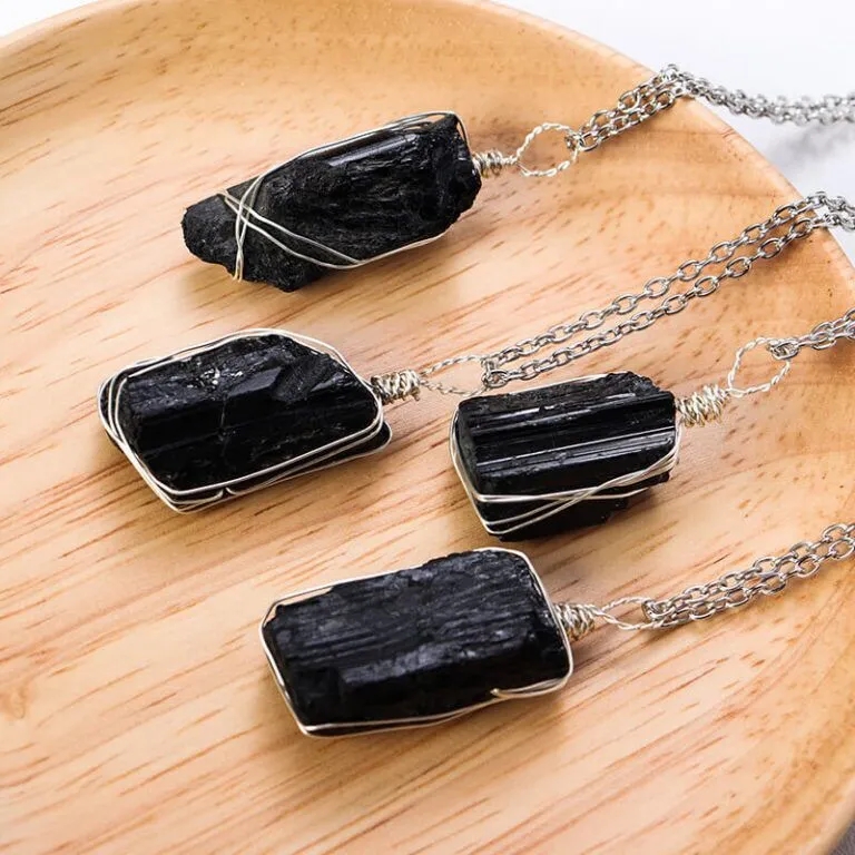 Alternative view of Black Tourmaline Necklace Silver Chain