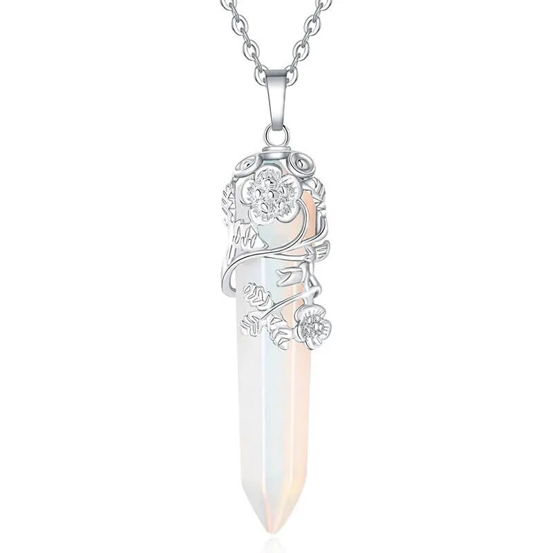 Flower Wrapped Crystal Necklaces Wholesale - Image 3