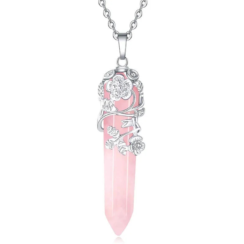 Flower Wrapped Crystal Necklaces Wholesale - Image 4