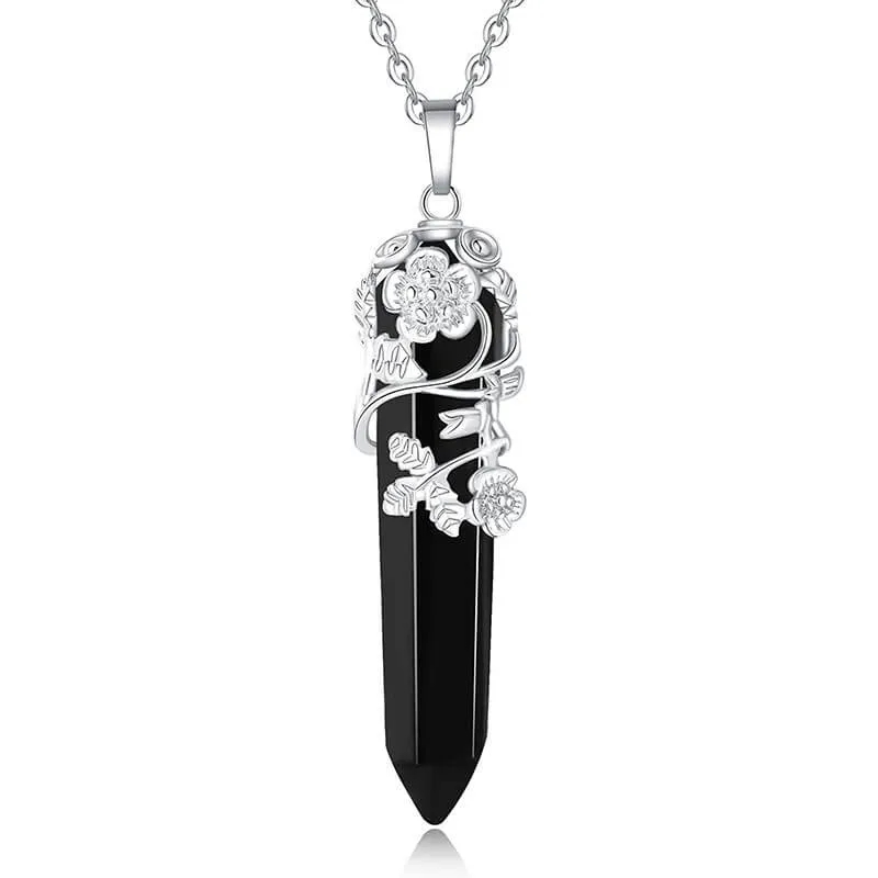 Flower Wrapped Crystal Necklaces Wholesale - Image 5