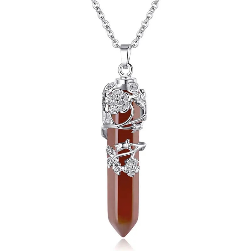 Flower Wrapped Crystal Necklaces Wholesale - Image 6