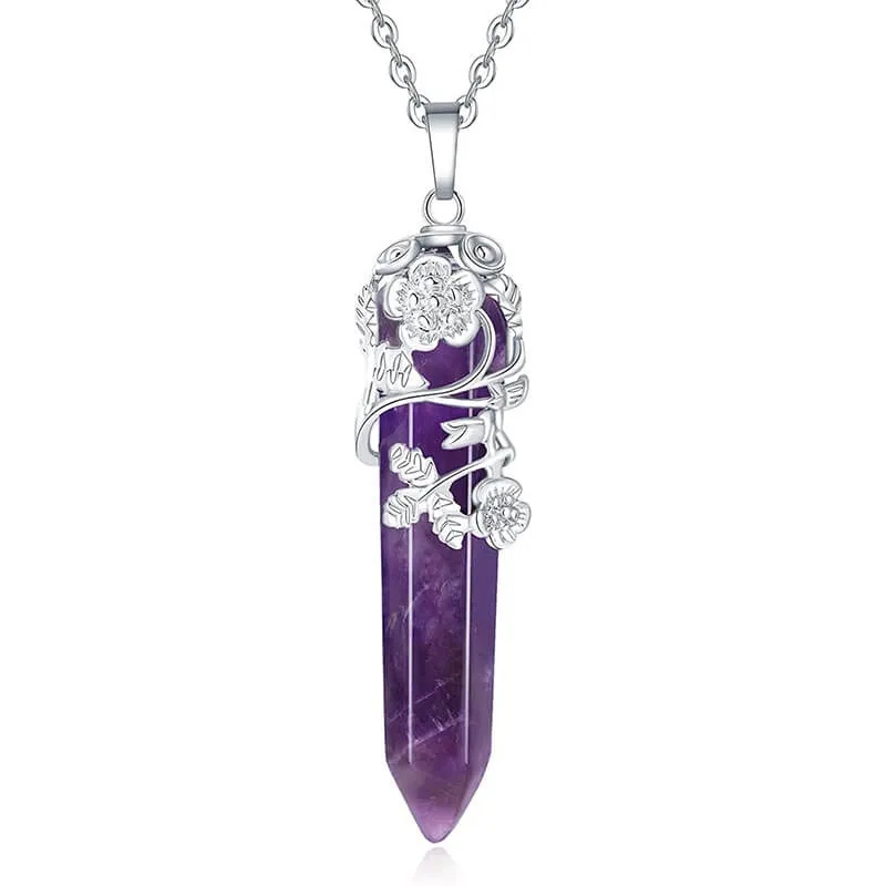 Alternative view of Flower Wrapped Crystal Necklaces Wholesale