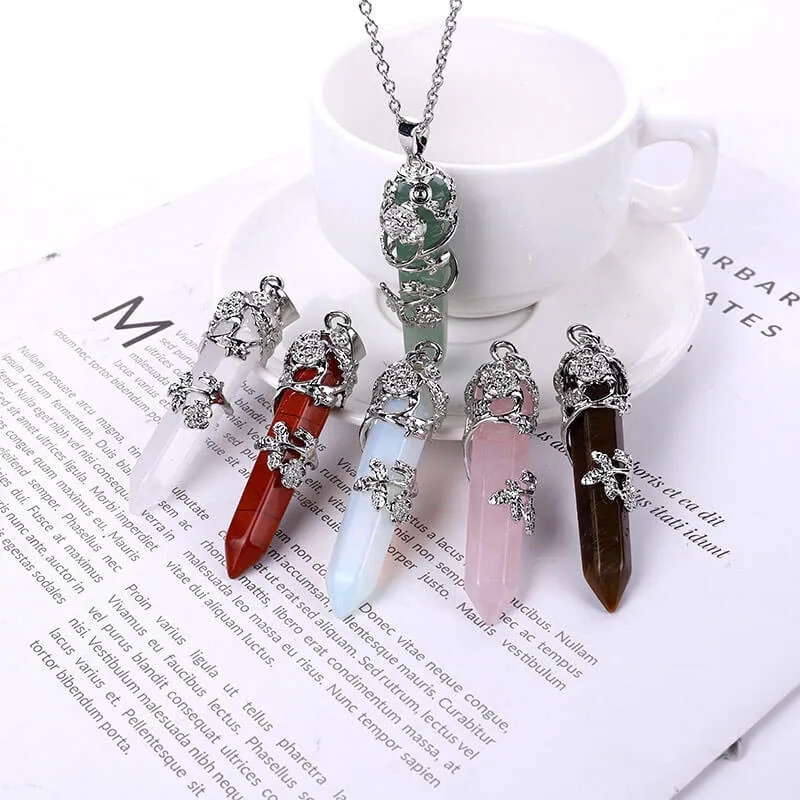 Flower Wrapped Crystal Necklaces Wholesale