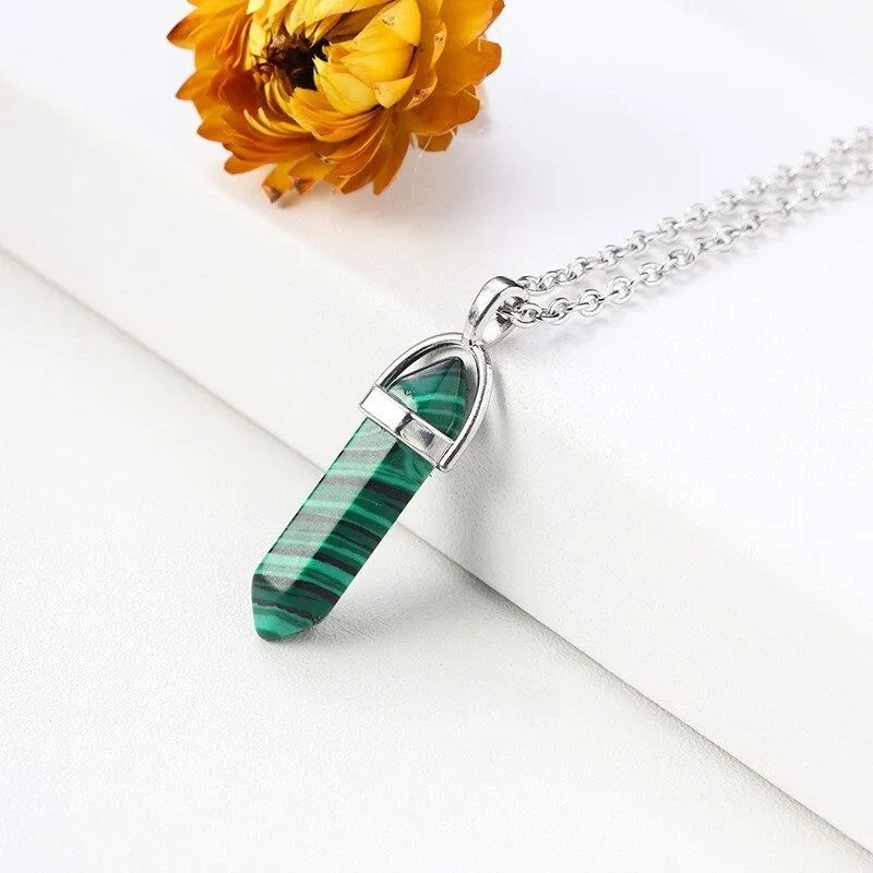 Alternative view of Healing Hexagonal Pendant Gemstone Necklace