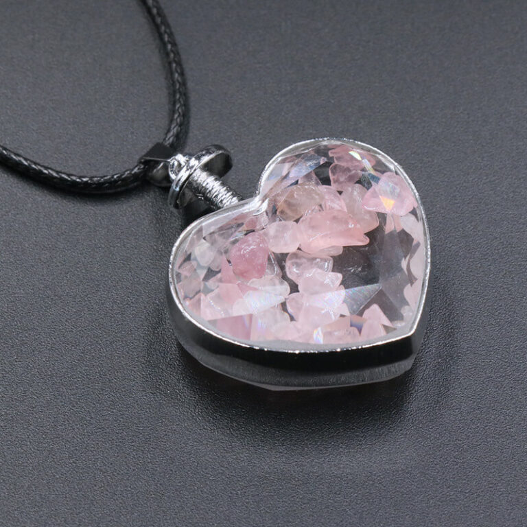Heart Perfume Bottle Necklace With Crystal Gravel - Image 7