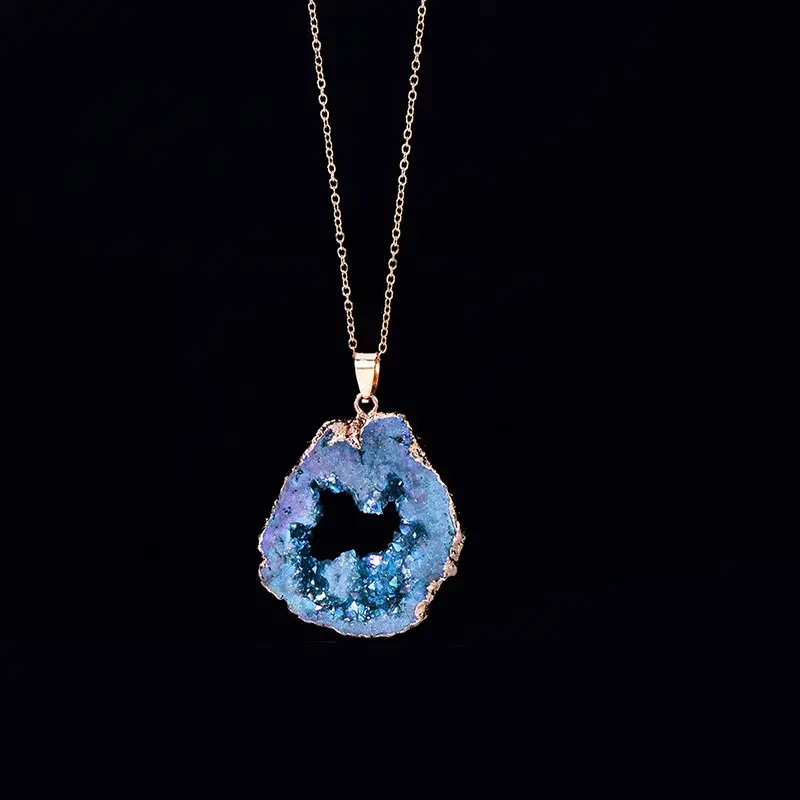 Alternative view of Irregular Agate Slice Necklace Crystal Wholesale