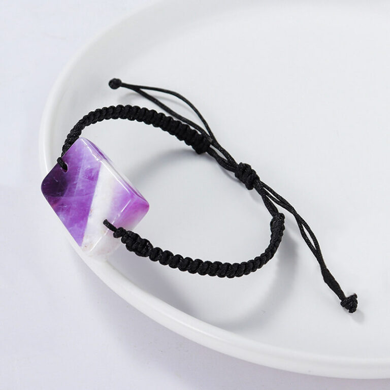 Alternative view of Amethyst Square Bracelet Braided Jewelry