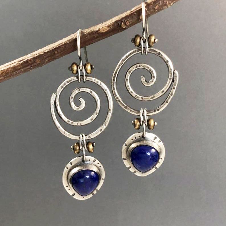 Alternative view of Lapis Lazuli Earrings Vintage Jewelry Bulk