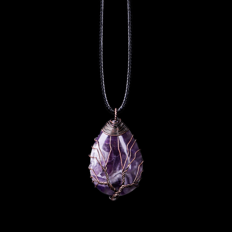 Water Drop Necklace Tree Life Wrapped Crystal Wholesale - Image 11