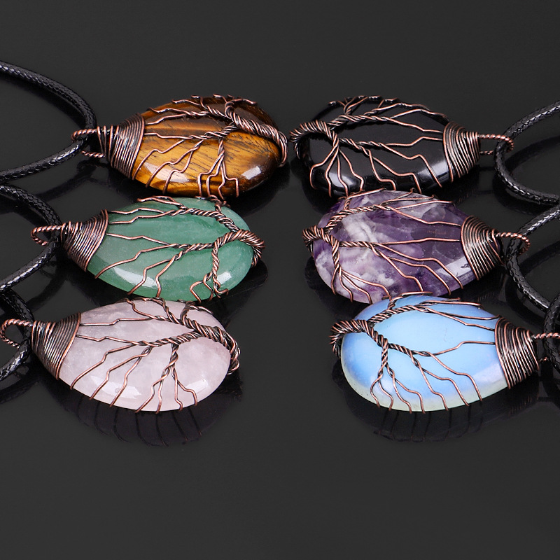 Alternative view of Water Drop Necklace Tree Life Wrapped Crystal Wholesale