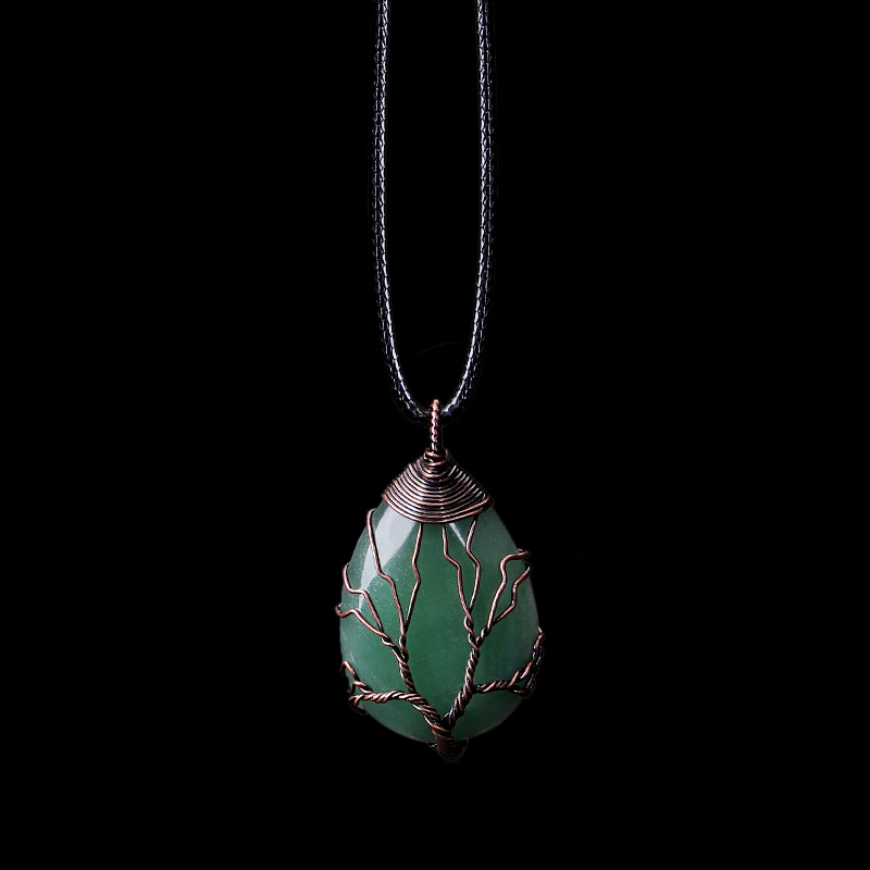 Water Drop Necklace Tree Life Wrapped Crystal Wholesale - Image 6