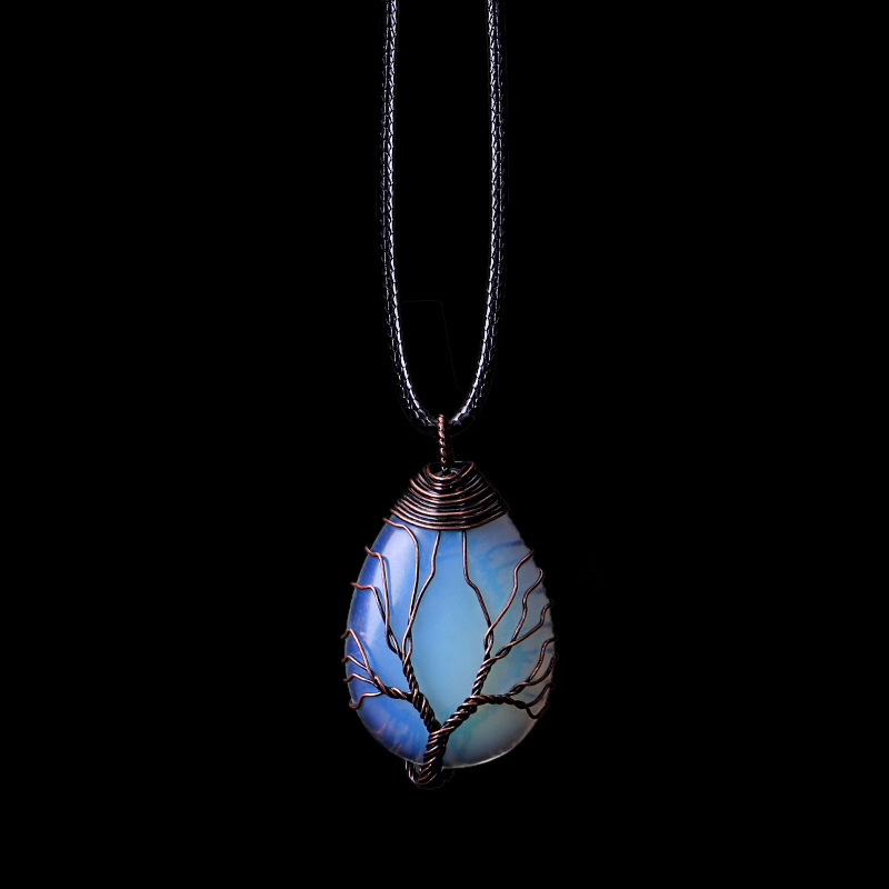 Water Drop Necklace Tree Life Wrapped Crystal Wholesale - Image 7