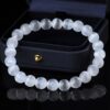 White Cat's Eye Bracelet Beaded Stretch Bracelet