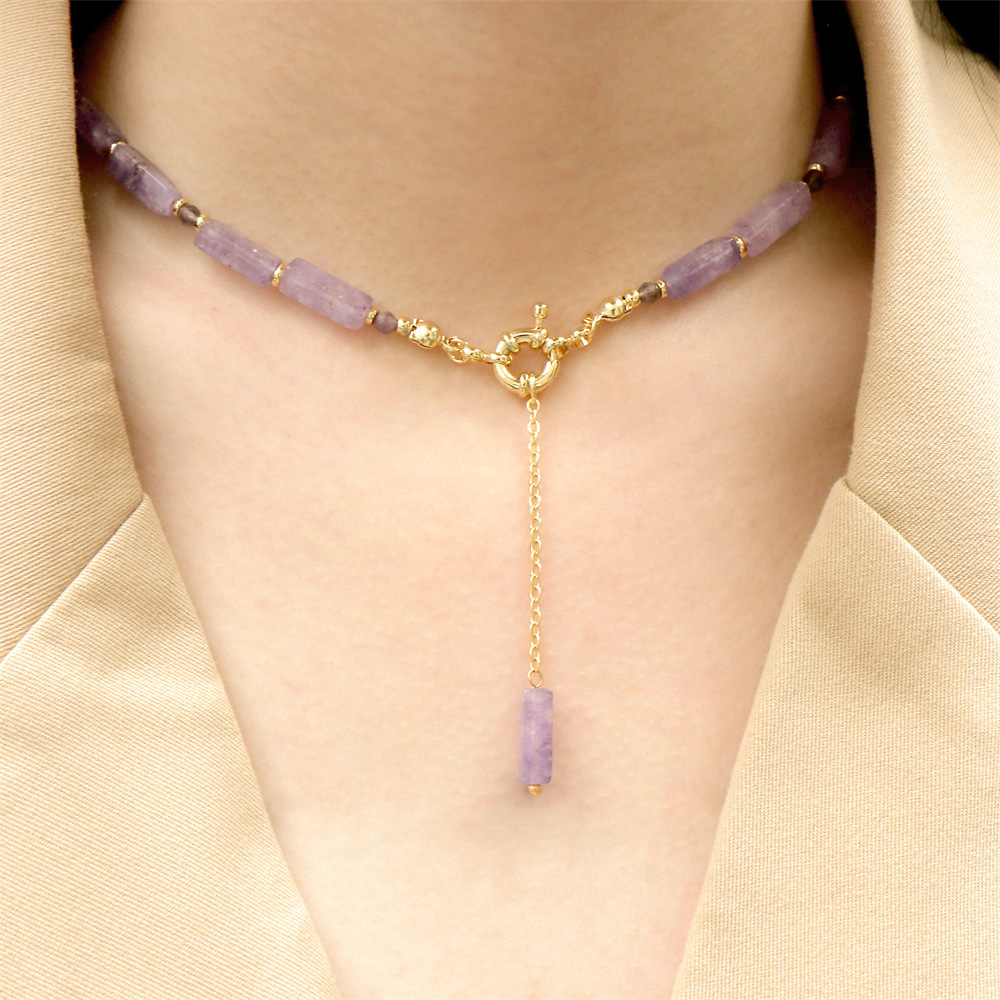 Alternative view of Amethyst bamboo Knot Jewelry Necklace